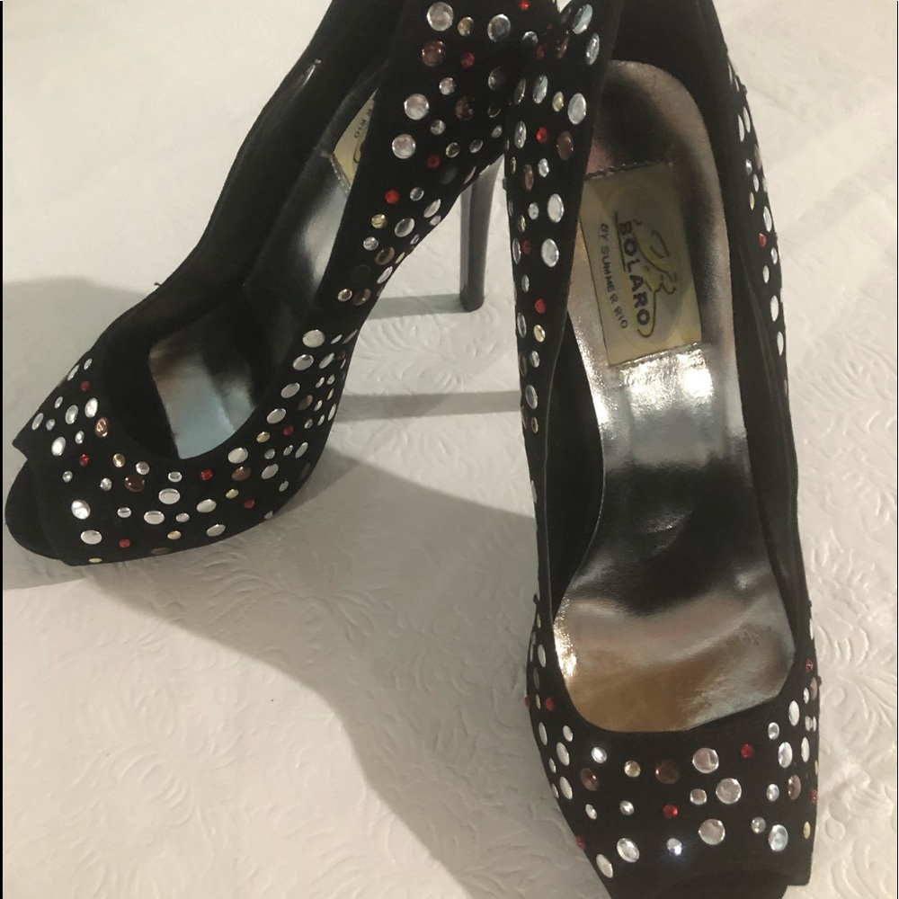 Bolaro Black Studded Heels